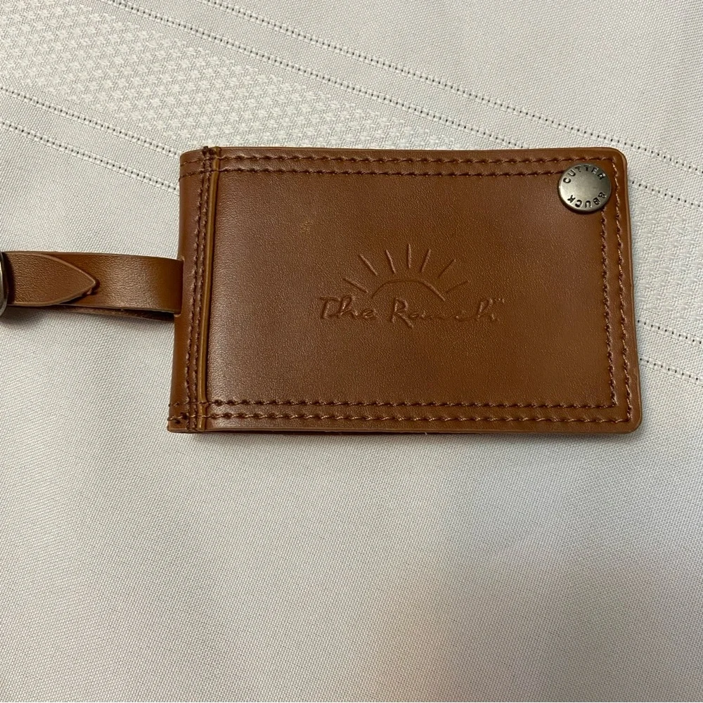 Cutter & Buck Genuine Leather Snap Closure Travel Luggage ID Name Tag - NEW